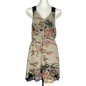 Staring At Stars Floral Print Lace Short Sleeveless V-Neck Dress Women's Sz S